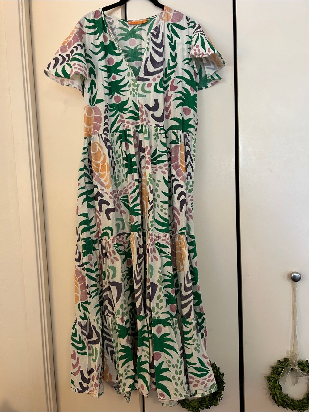 Floral Tiered Maxi Dress in Green & Multicolor